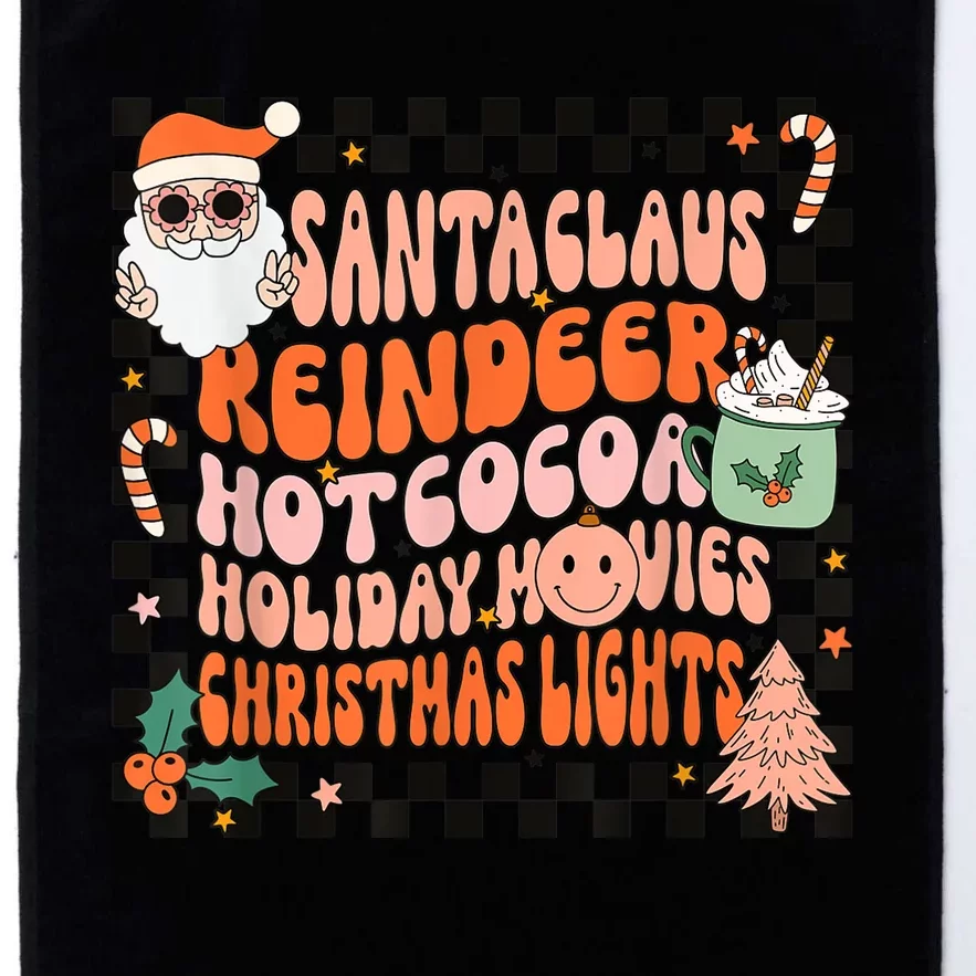 Retro Groovy Santa Claus Reindeer Christmas Cute Xmas Lights Platinum Collection Golf Towel