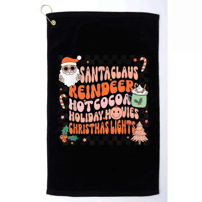 Retro Groovy Santa Claus Reindeer Christmas Cute Xmas Lights Platinum Collection Golf Towel