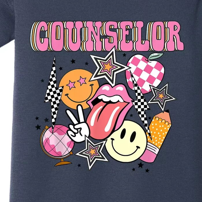 Retro Groovy School Counselor Appreciation Back To School Baby Bodysuit