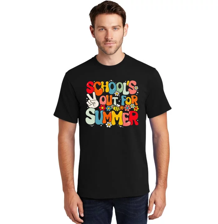 Retro Groovy School's Out For Summer Graduation Teacher Tall T-Shirt