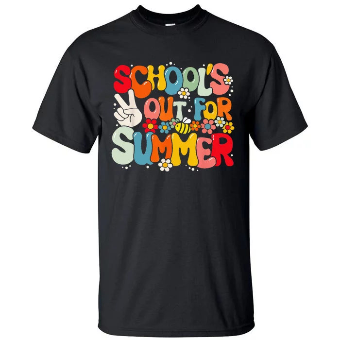 Retro Groovy School's Out For Summer Graduation Teacher Tall T-Shirt