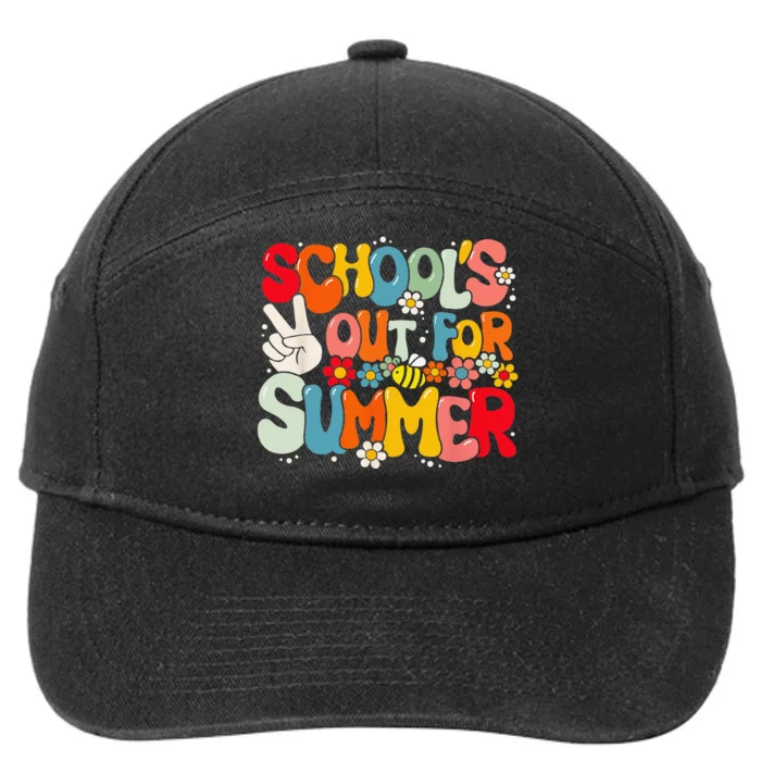 Retro Groovy School's Out For Summer Graduation Teacher 7-Panel Snapback Hat