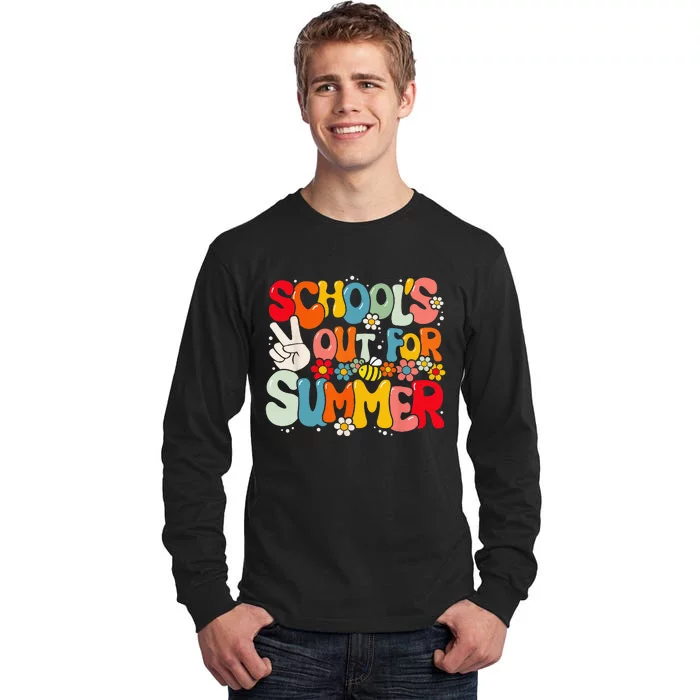 Retro Groovy School's Out For Summer Graduation Teacher Tall Long Sleeve T-Shirt