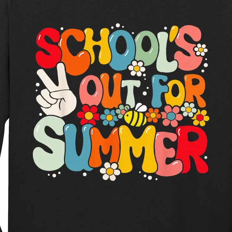 Retro Groovy School's Out For Summer Graduation Teacher Tall Long Sleeve T-Shirt