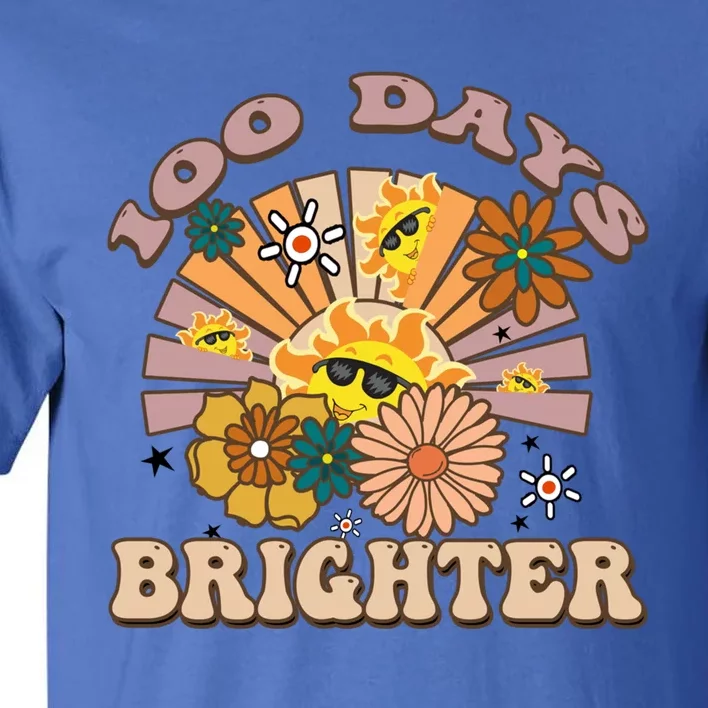 Retro Groovy Sunshine 100 Days Brighter Meaningful Gift Tall T-Shirt