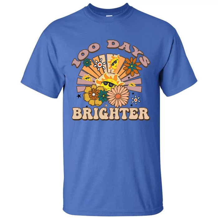 Retro Groovy Sunshine 100 Days Brighter Meaningful Gift Tall T-Shirt