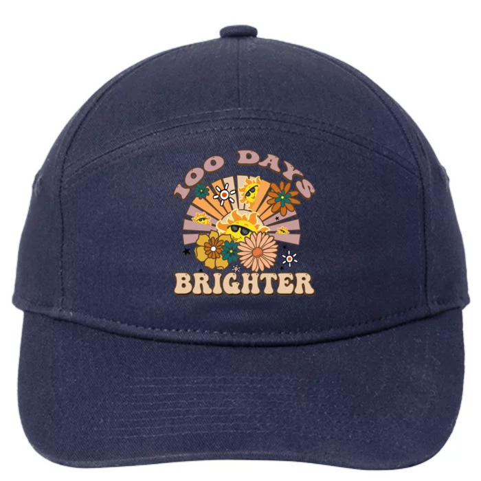 Retro Groovy Sunshine 100 Days Brighter Meaningful Gift 7-Panel Snapback Hat