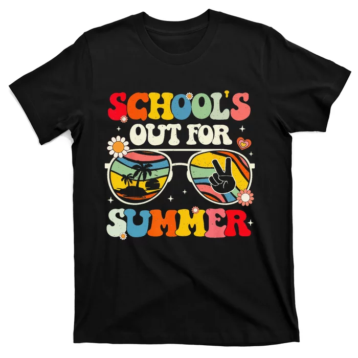 Retro Groovy School's Out For Summer Graduation Teacher T-Shirt