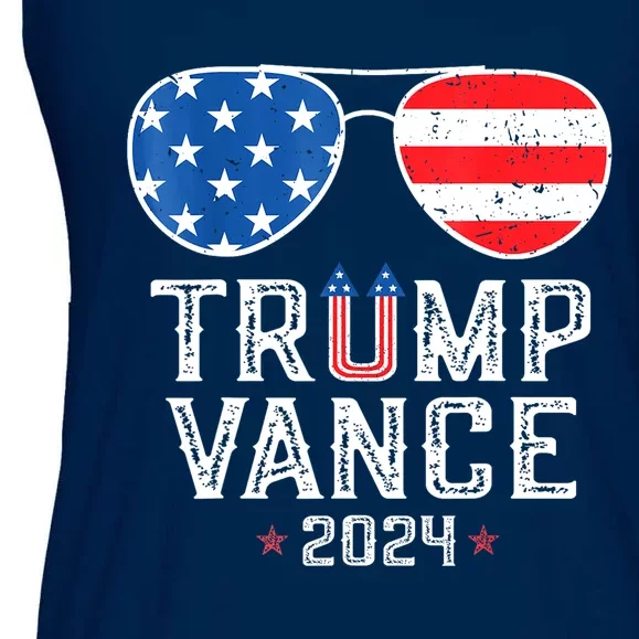 Retro Glasses Stripe And Star Trump Vance 2024 Gift Ladies Essential Flowy Tank