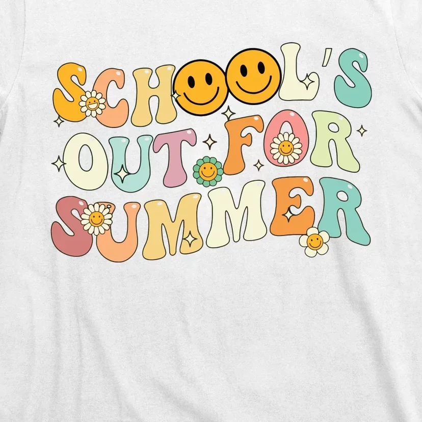 Retro Groovy Schools Out For Summer Graduation Teacher T-Shirt