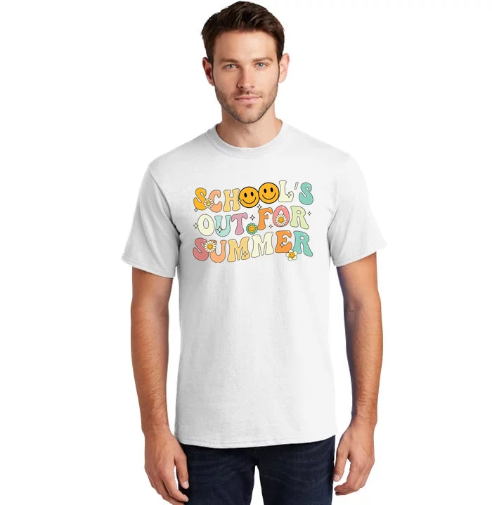 Retro Groovy Schools Out For Summer Graduation Teacher Tall T-Shirt