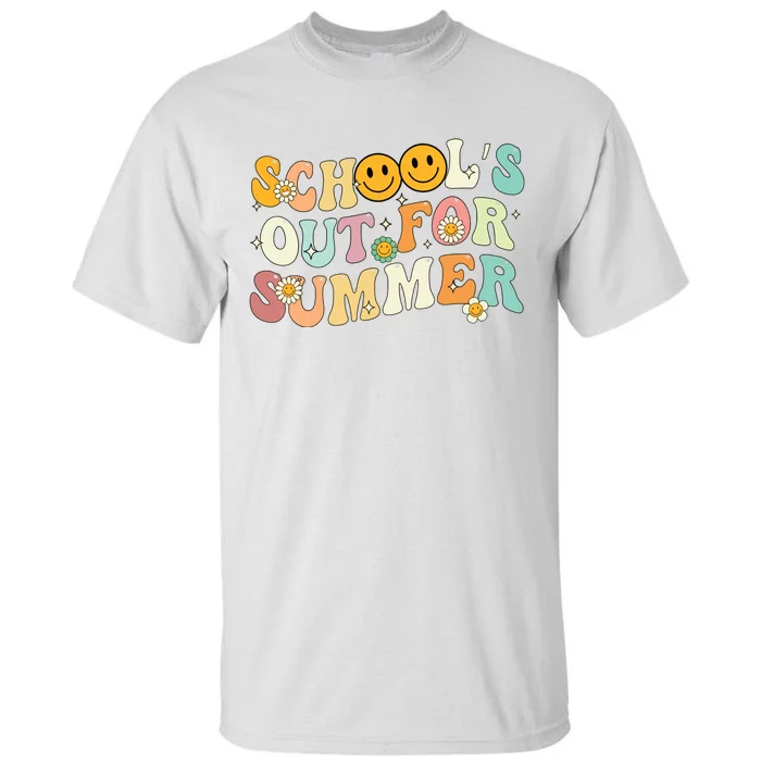 Retro Groovy Schools Out For Summer Graduation Teacher Tall T-Shirt