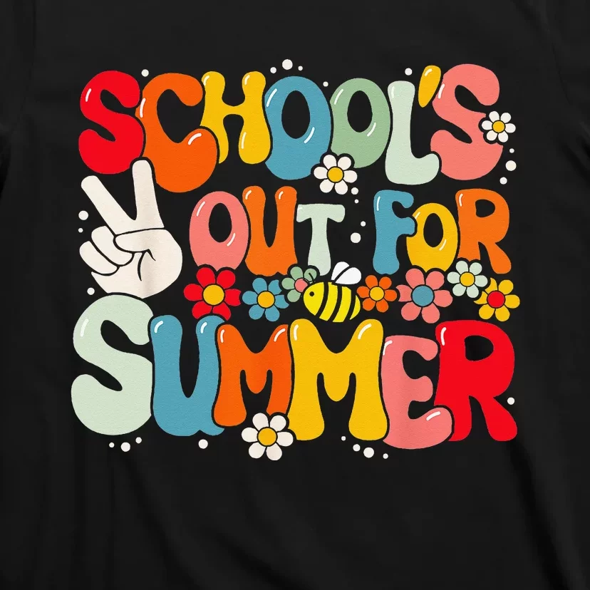 Retro Groovy School's Out For Summer Graduation Teacher T-Shirt