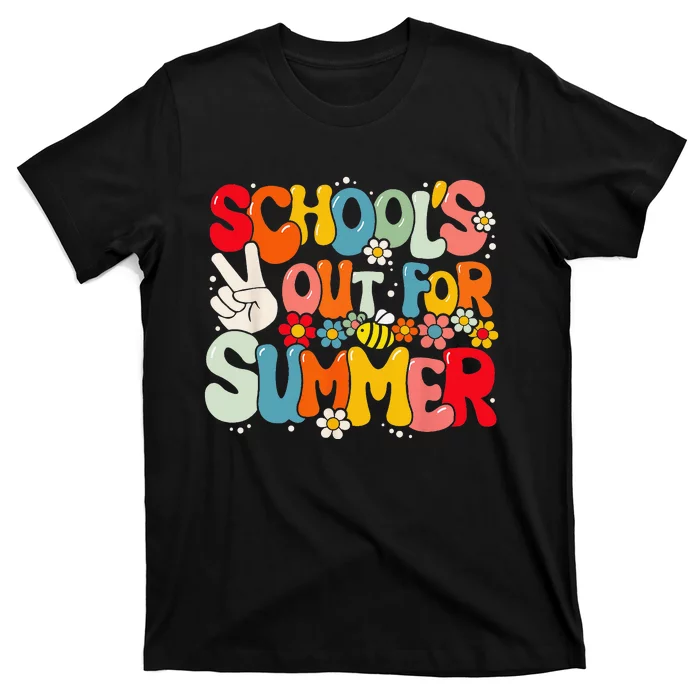 Retro Groovy School's Out For Summer Graduation Teacher T-Shirt