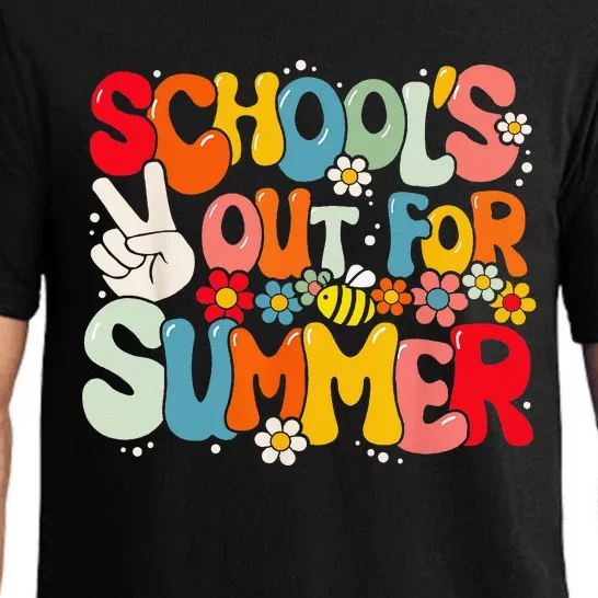 Retro Groovy School's Out For Summer Graduation Teacher Pajama Set