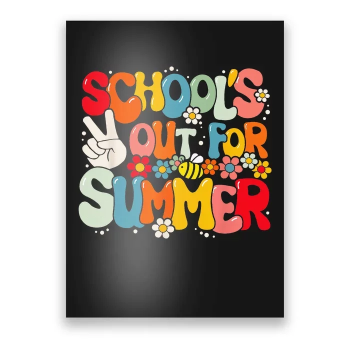 Retro Groovy School's Out For Summer Graduation Teacher Poster