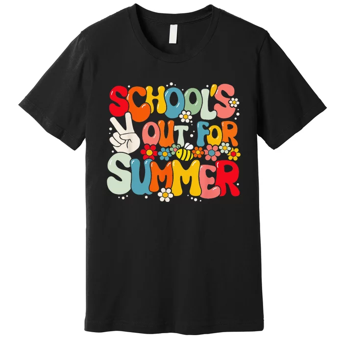 Retro Groovy School's Out For Summer Graduation Teacher Premium T-Shirt