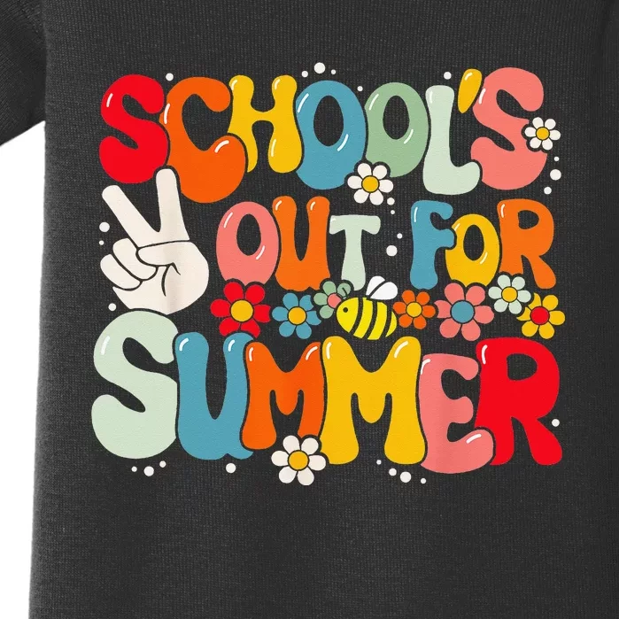 Retro Groovy School's Out For Summer Graduation Teacher Baby Bodysuit