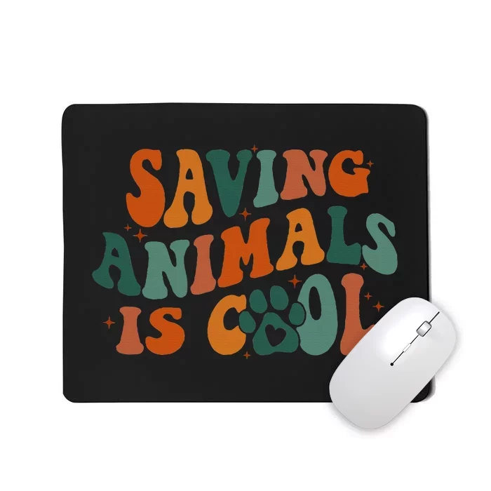 Retro Groovy Saving Animals Is Cool Veterinarian Vet Tech Mousepad