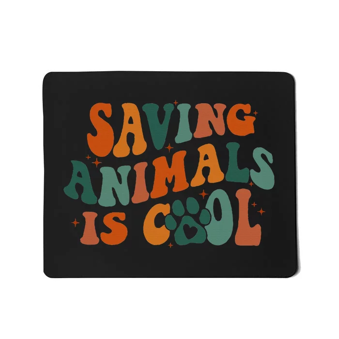 Retro Groovy Saving Animals Is Cool Veterinarian Vet Tech Mousepad