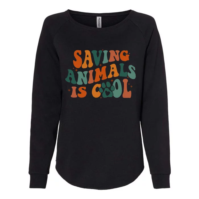 Retro Groovy Saving Animals Is Cool Veterinarian Vet Tech Womens California Wash Sweatshirt