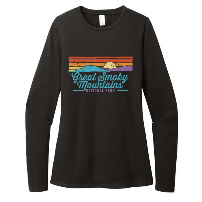 Retro Great Smoky Mountains National Park Womens CVC Long Sleeve Shirt