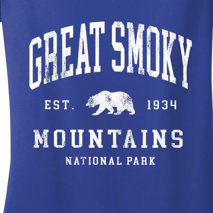 Retro Great Smoky Mountains National Park Women's V-Neck T-Shirt