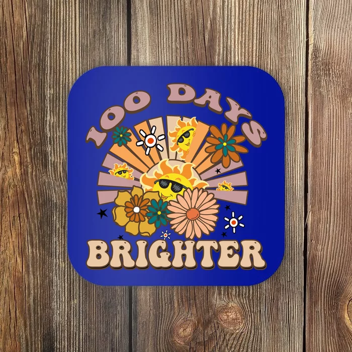 Retro Groovy Sunshine 100 Days Brighter Gift Coaster