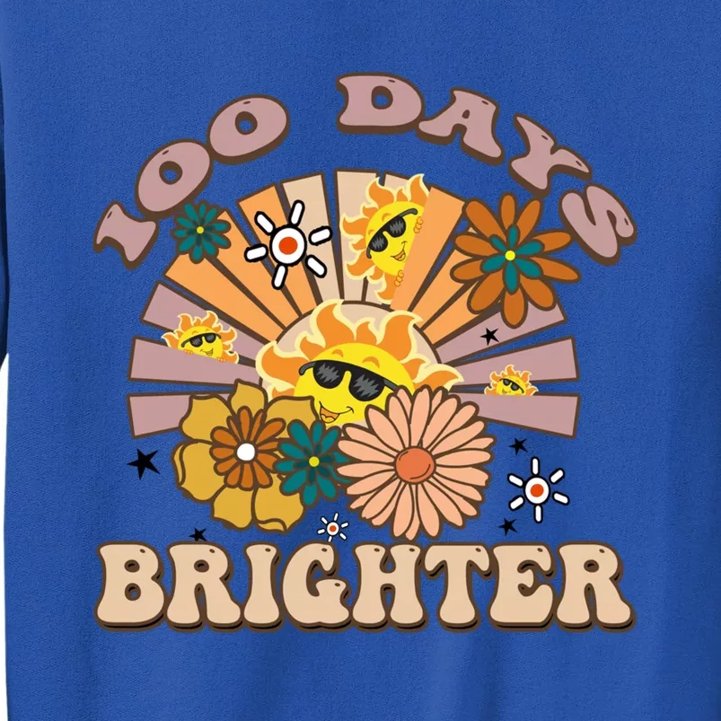 Retro Groovy Sunshine 100 Days Brighter Gift Tall Sweatshirt