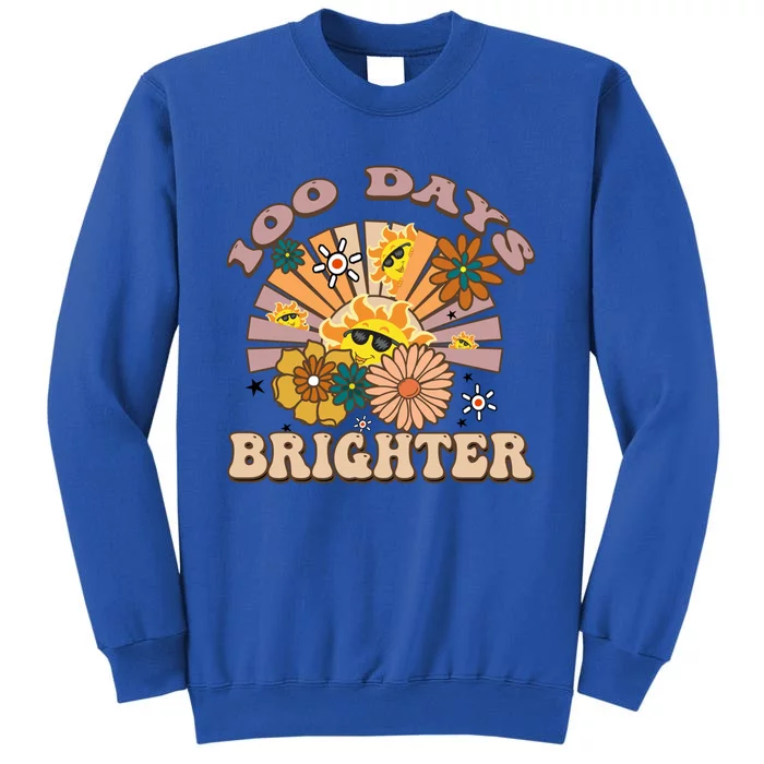 Retro Groovy Sunshine 100 Days Brighter Gift Tall Sweatshirt