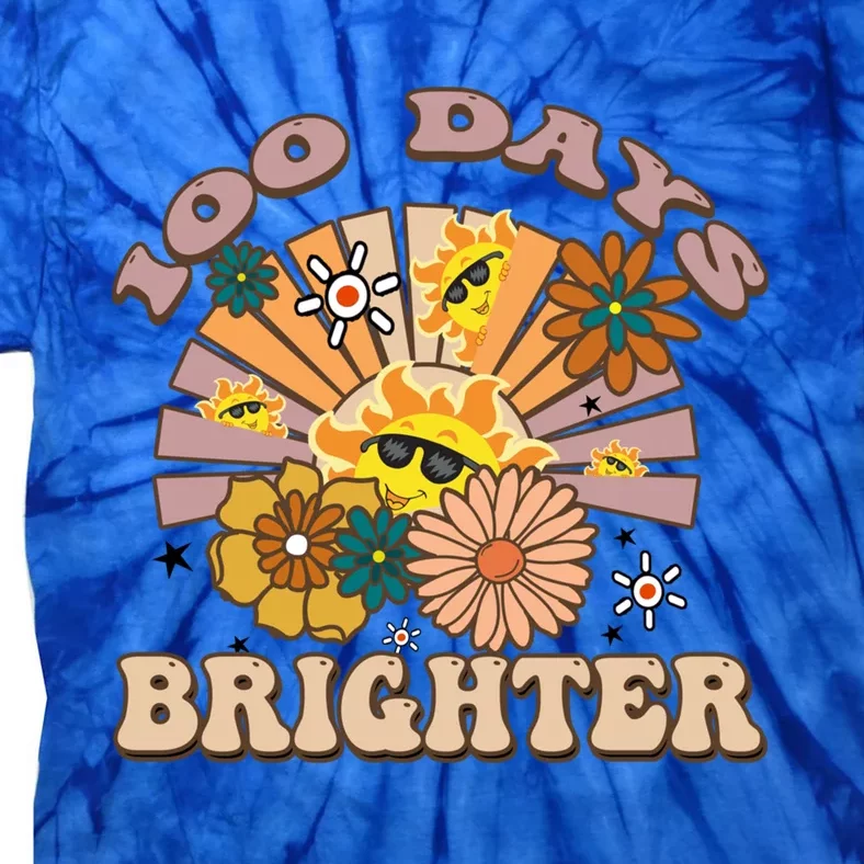 Retro Groovy Sunshine 100 Days Brighter Gift Tie-Dye T-Shirt