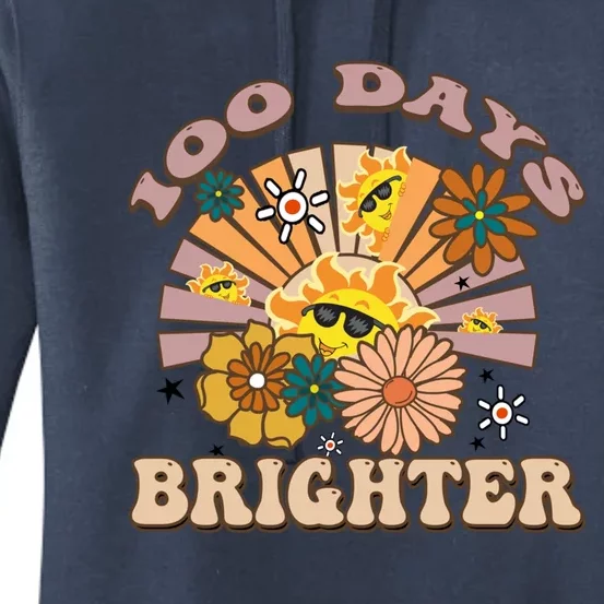 Retro Groovy Sunshine 100 Days Brighter Gift Women's Pullover Hoodie