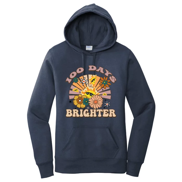 Retro Groovy Sunshine 100 Days Brighter Gift Women's Pullover Hoodie