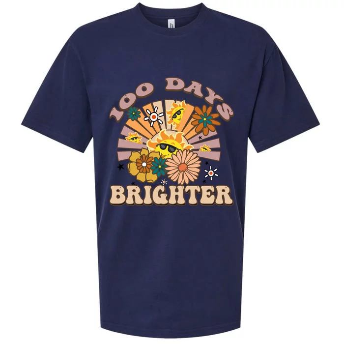 Retro Groovy Sunshine 100 Days Brighter Gift Sueded Cloud Jersey T-Shirt