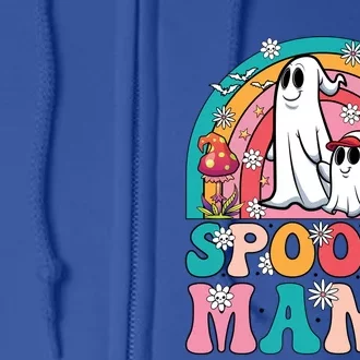 Retro Groovy Spooky Mama Floral Ghost Halloween Season Mommy Cute Gift Full Zip Hoodie