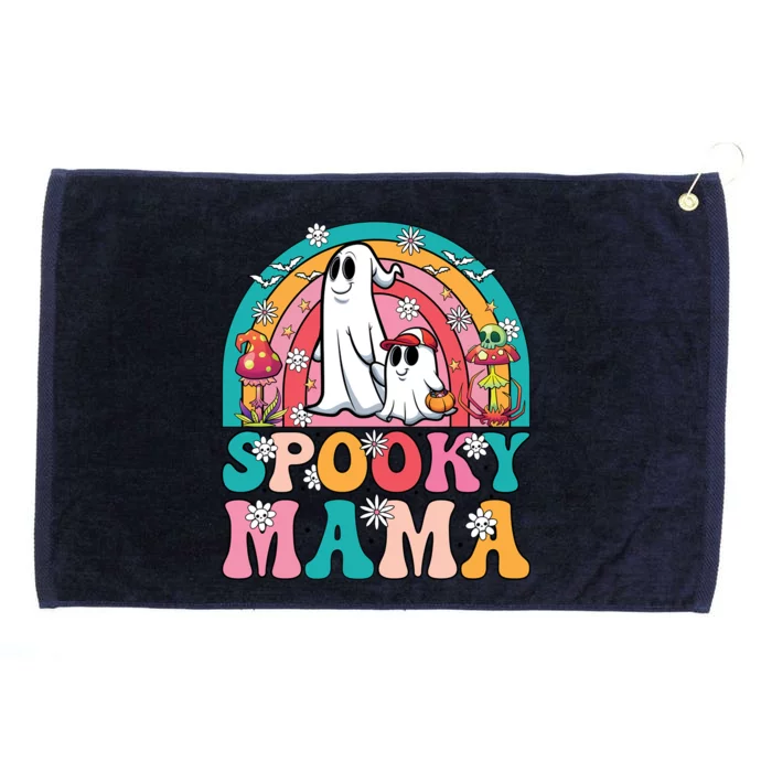 Retro Groovy Spooky Mama Floral Ghost Halloween Season Mommy Cute Gift Grommeted Golf Towel