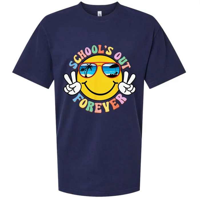 Retro Groovy School's Out Forever Retired Teacher Retirement Sueded Cloud Jersey T-Shirt