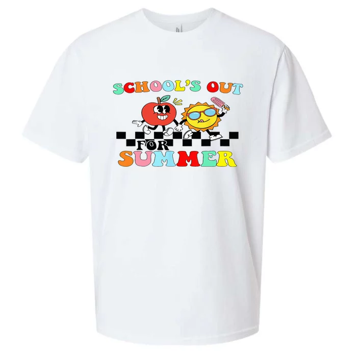 Retro Groovy School's Out For Summer Graduation Teacher Sueded Cloud Jersey T-Shirt