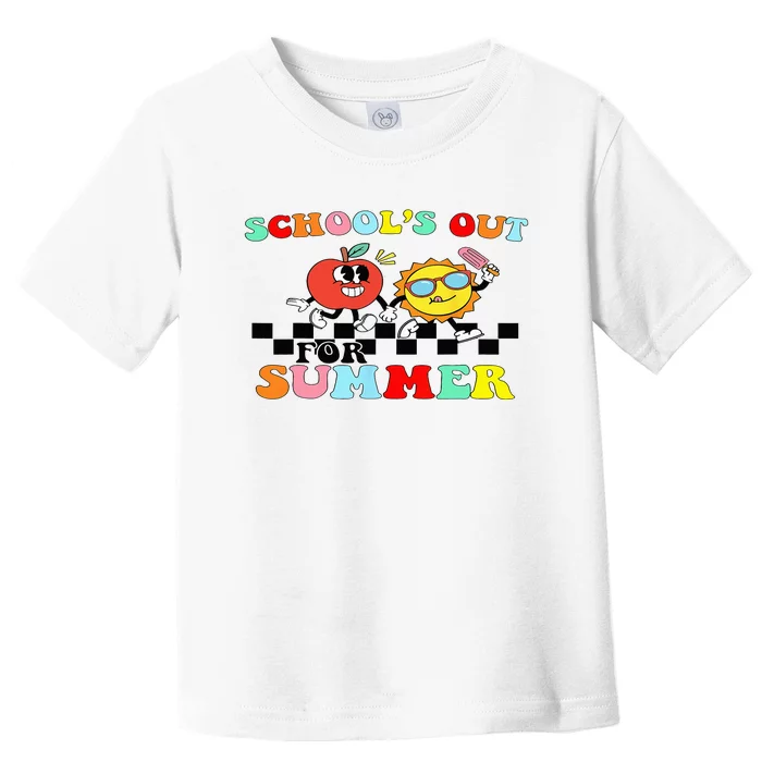 Retro Groovy School's Out For Summer Graduation Teacher Toddler T-Shirt