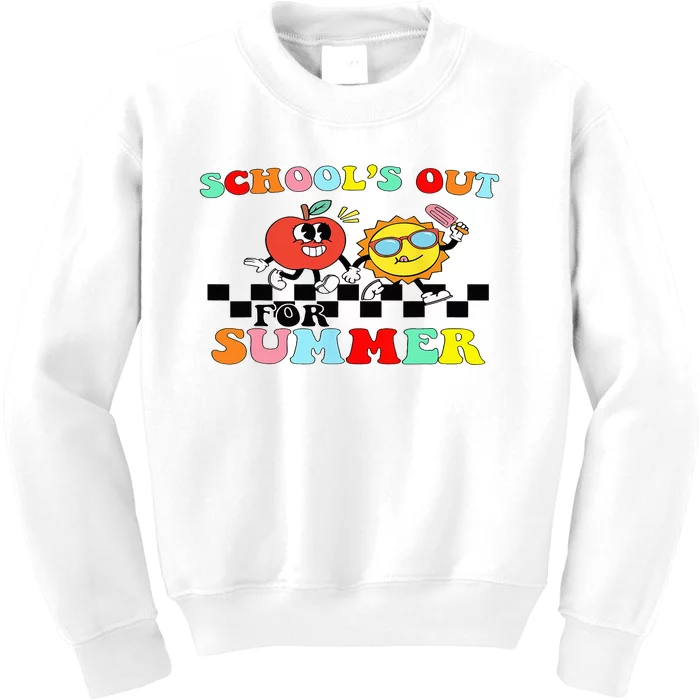 Retro Groovy School's Out For Summer Graduation Teacher Kids Sweatshirt