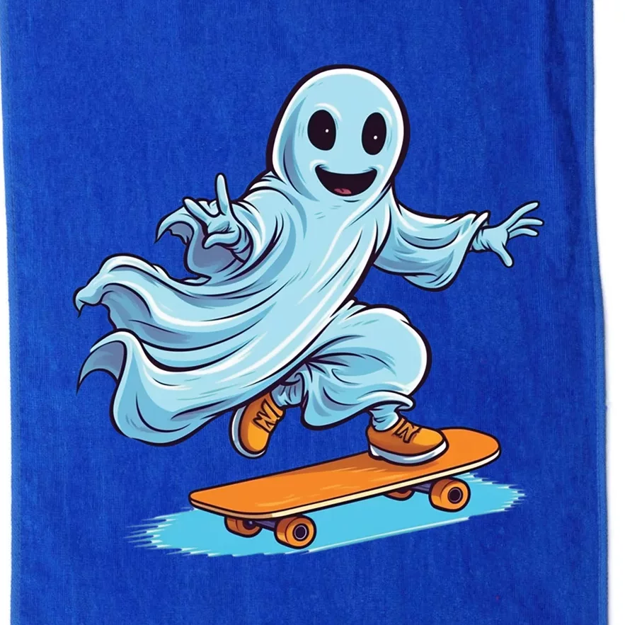 Retro Ghost Skateboard: Spooky Design For Halloween Lovers Gift Platinum Collection Golf Towel