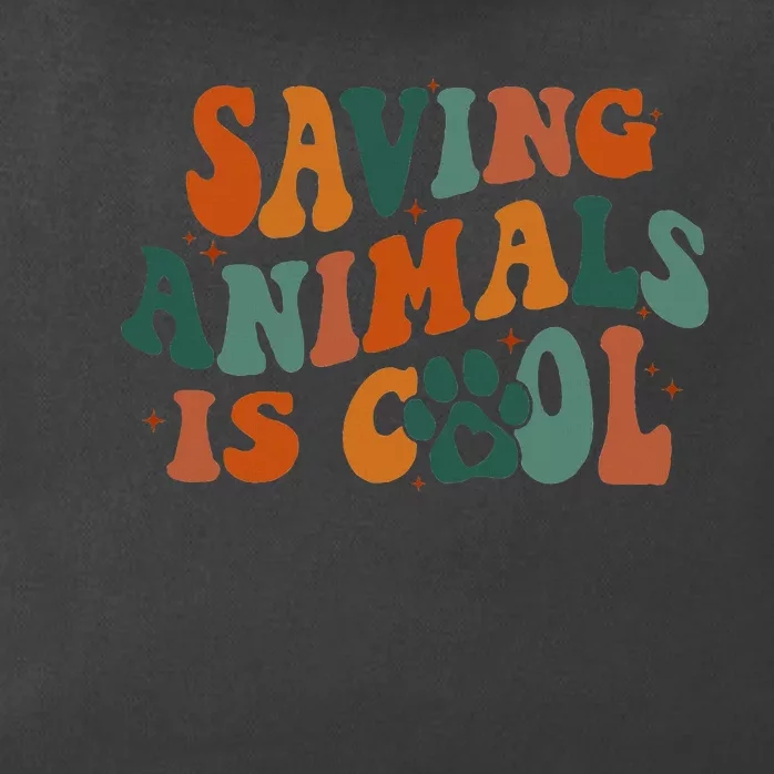 Retro Groovy Saving Animals Is Cool Veterinarian Vet Tech Zip Tote Bag