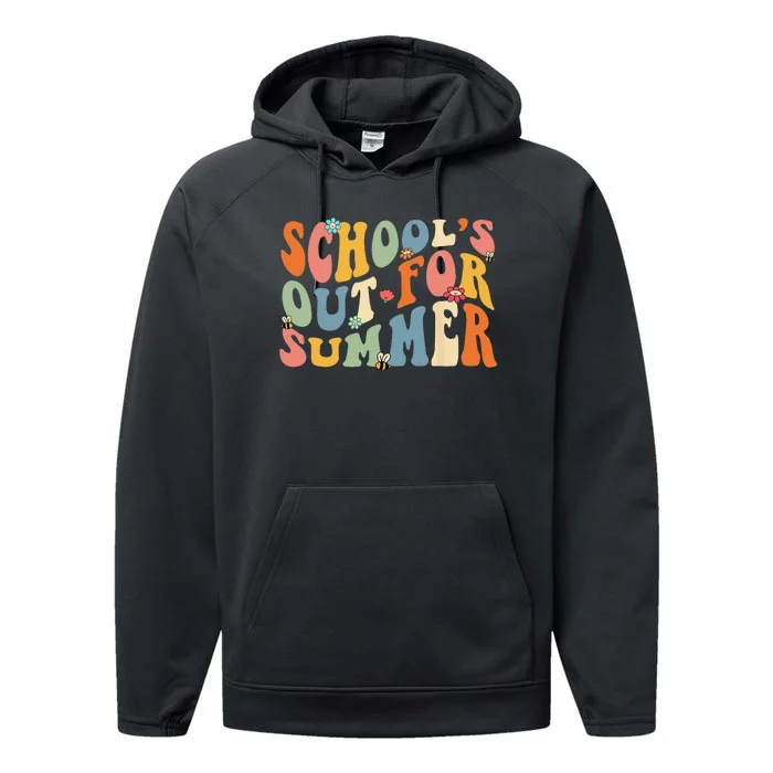 Retro Groovy School's Out For Summer Graduation Teacher Performance Fleece Hoodie