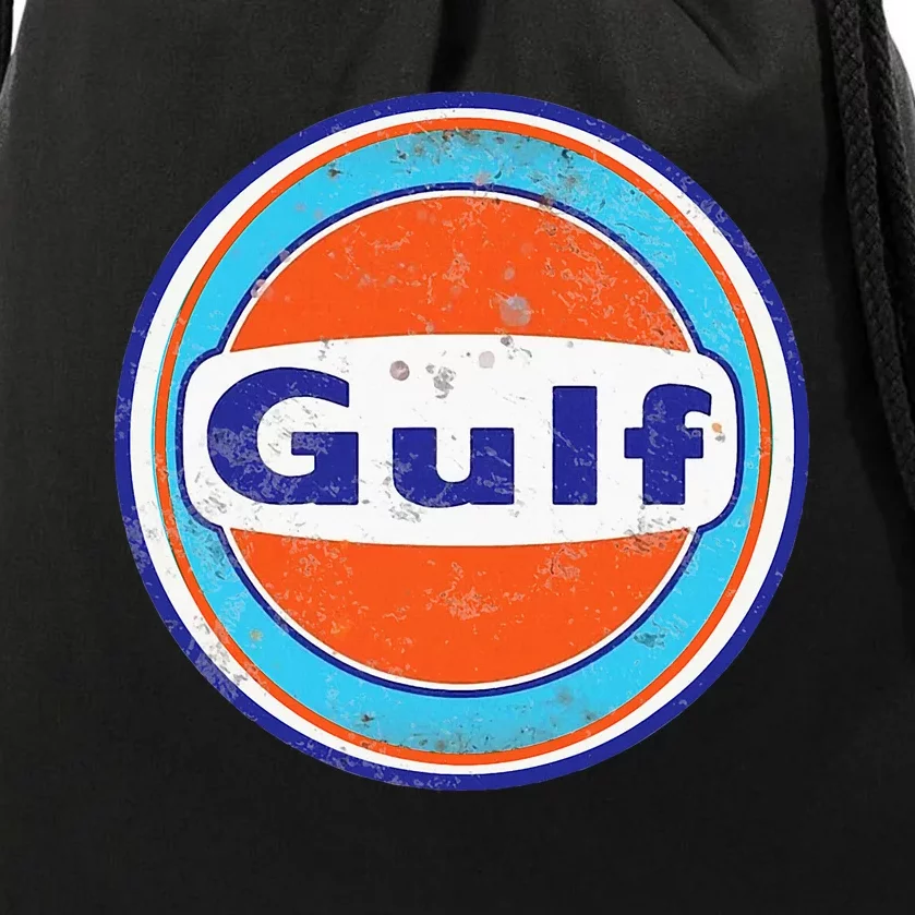 Retro Gas Station Gulf Motor Oil Car Bikes Garage Drawstring Bag