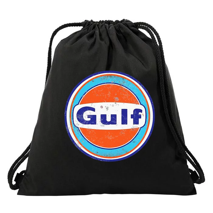 Retro Gas Station Gulf Motor Oil Car Bikes Garage Drawstring Bag