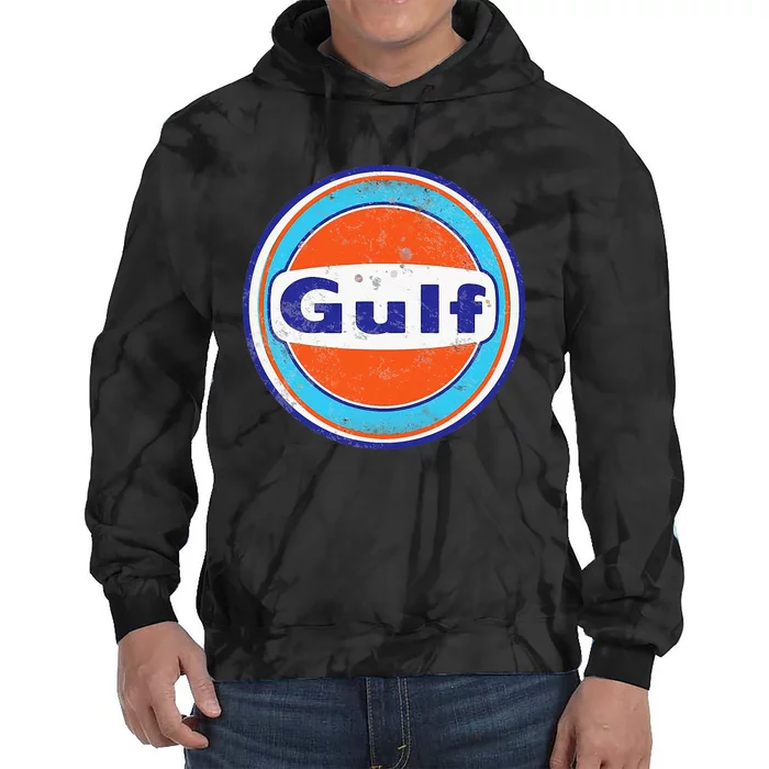 Retro Gas Station Gulf Motor Oil Car Bikes Garage Tie Dye Hoodie