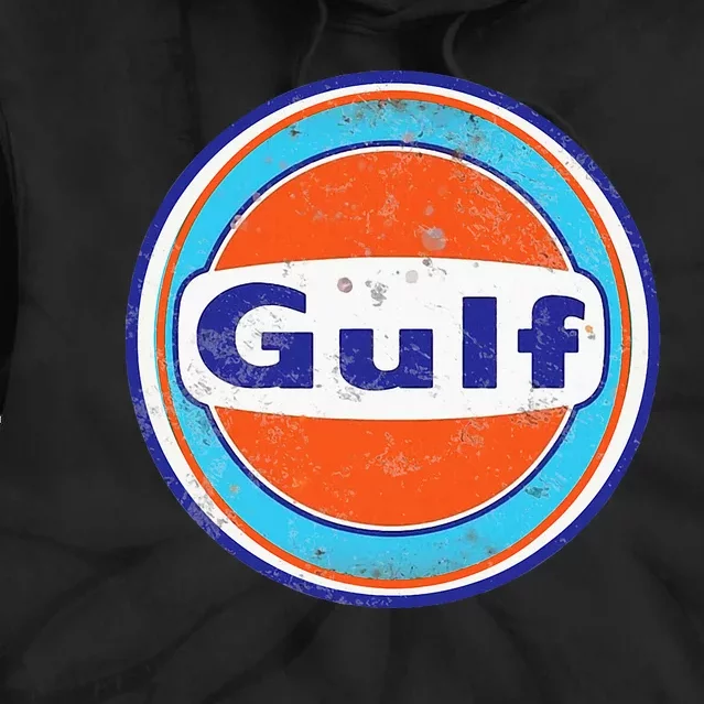 Retro Gas Station Gulf Motor Oil Car Bikes Garage Tie Dye Hoodie