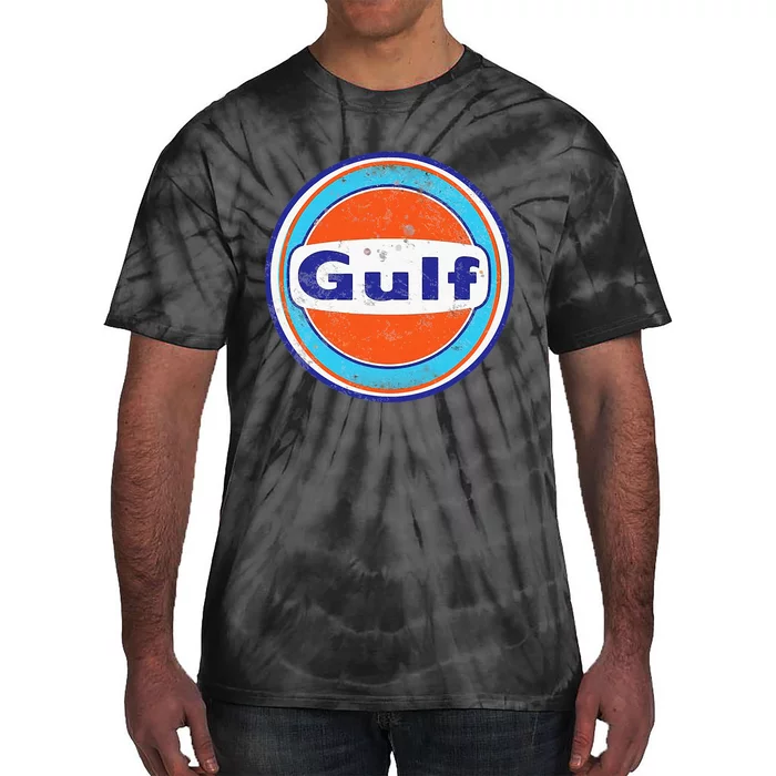 Retro Gas Station Gulf Motor Oil Car Bikes Garage Tie-Dye T-Shirt