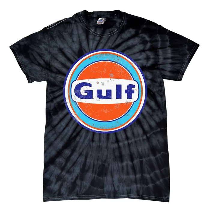 Retro Gas Station Gulf Motor Oil Car Bikes Garage Tie-Dye T-Shirt