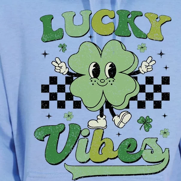 Retro Groovy St Patricks Day Lucky Vibes Hippie Shamrock Unisex Surf Hoodie